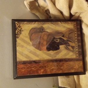 12 x 11 portrait black frame.Brown and black designs